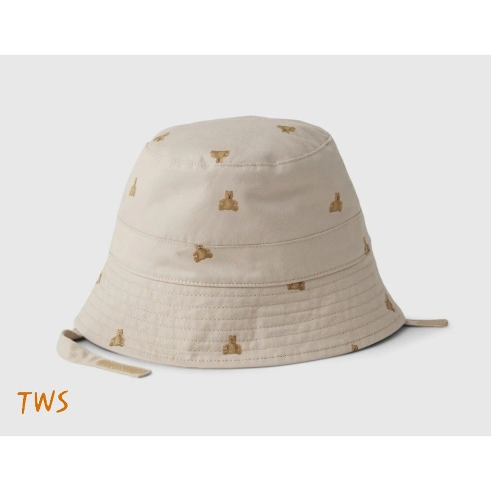 Baby Gap Reversible Teddy Bear Bucket Hat Beige Infant 0-3 Months Sun Hat
